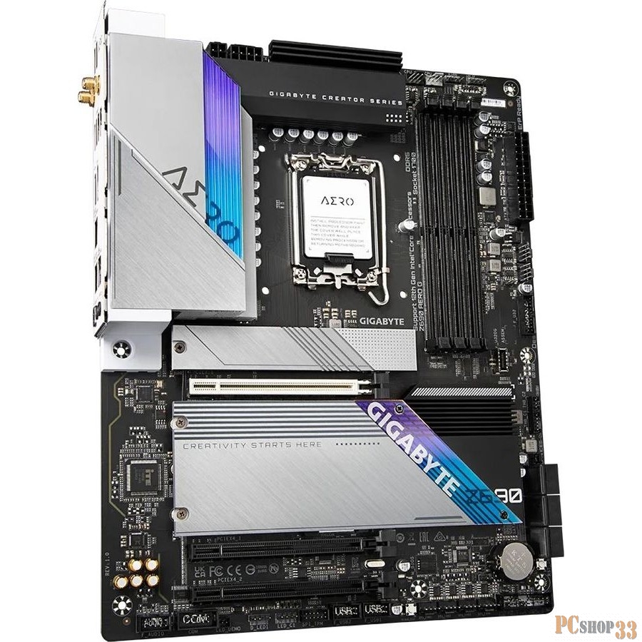 Материнская плата Gigabyte Z690 AERO G, Socket 1700, Intel®Z690, 4xDDR5-4800, HDMI, DP-In, 3xPCI-Ex16, 6xSATA3(RAID 0/1/5/10), 4xM.2, 8Ch Audio, 2.5GLan, WiFi, (2+4)xUSB2.0, (6+2)xUSB3.2, (2+1)xUSB3.2 Type-C™, ATX,