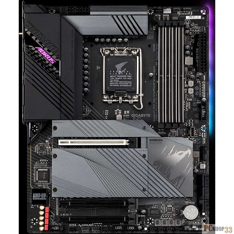 Материнская плата Gigabyte Z690 AORUS ELITE AX, Socket 1700, Intel®Z690, 4xDDR5-4800, HDMI+DP, 1xPCI-Ex16, 2xPCI-Ex4, 6xSATA3(RAID 0/1/5/10), 4xM.2, 8Ch Audio, 1x2.5GbLan, WiFi, (4+4)xUSB2.0, (5+2)xUSB3.2, (1+1)xUSB3.2 Type-C™, ATX, RTL, {}