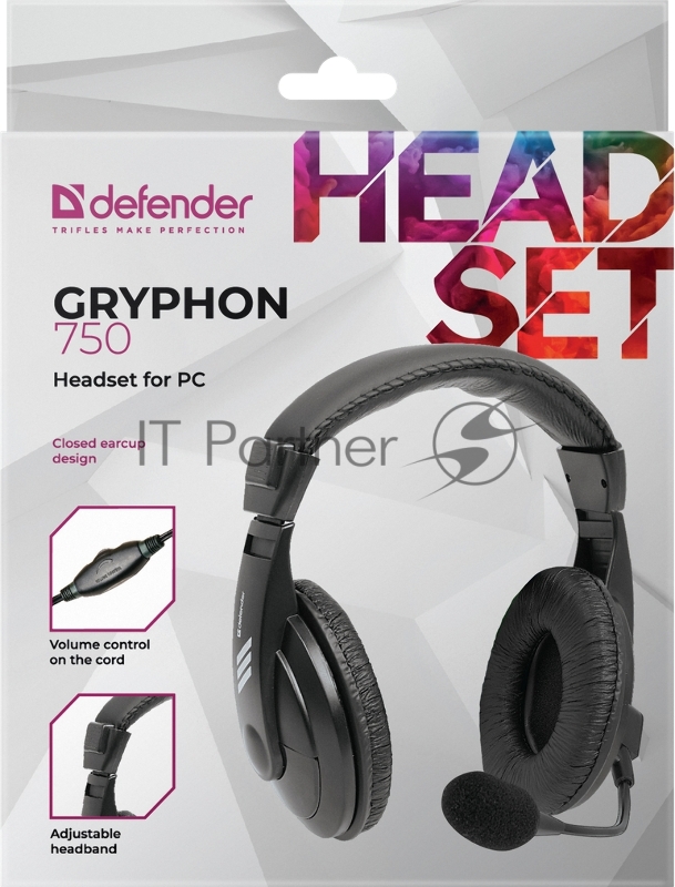 Наушники Defender Gryphon 750 черный, кабель 2 м