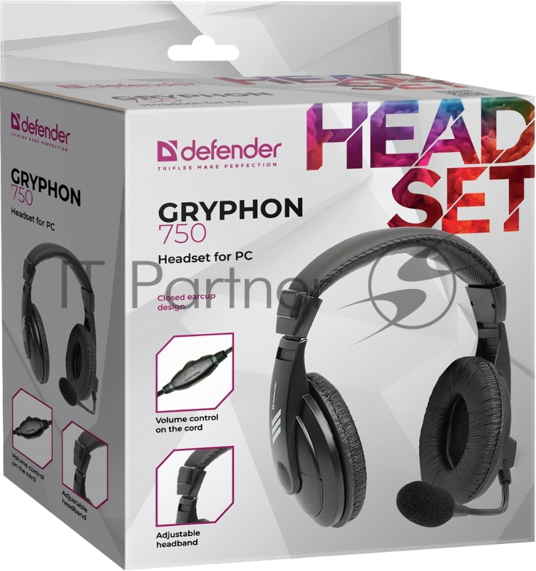 Наушники Defender Gryphon 750 черный, кабель 2 м