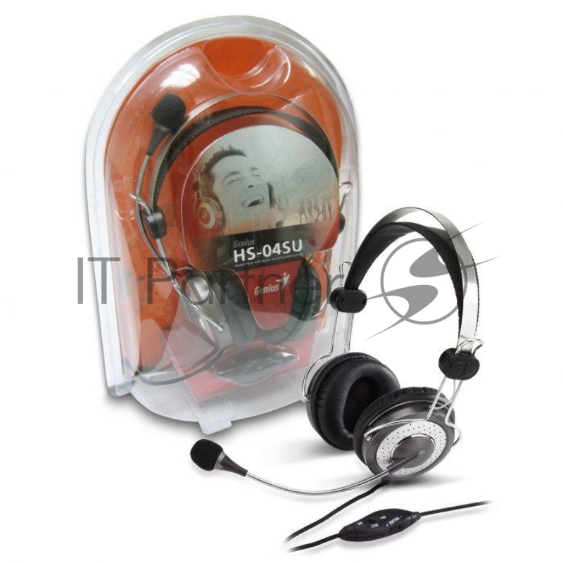 Наушники с микрофоном Genius HS-04SU серый накладные оголовье (31710045100)