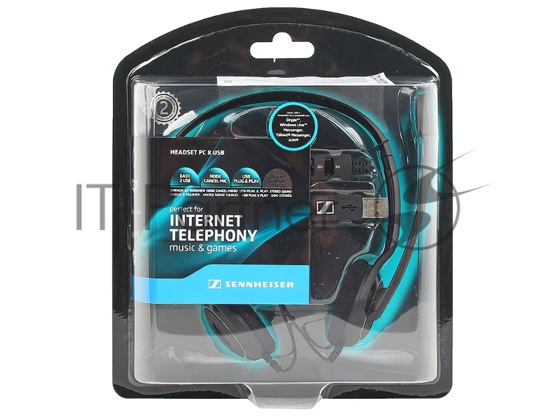 Гарнитура Sennheiser PC 8 USB стерео накладная 42-17000Гц 2м USB 95дБ круговая диаграмма направленности 90-15000Гц регулятор громкости