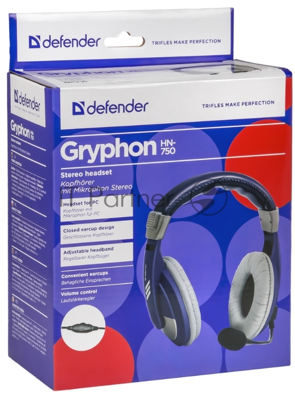 Наушники DEFENDER Gryphon HN-750 синий, кабель 2 м 63748