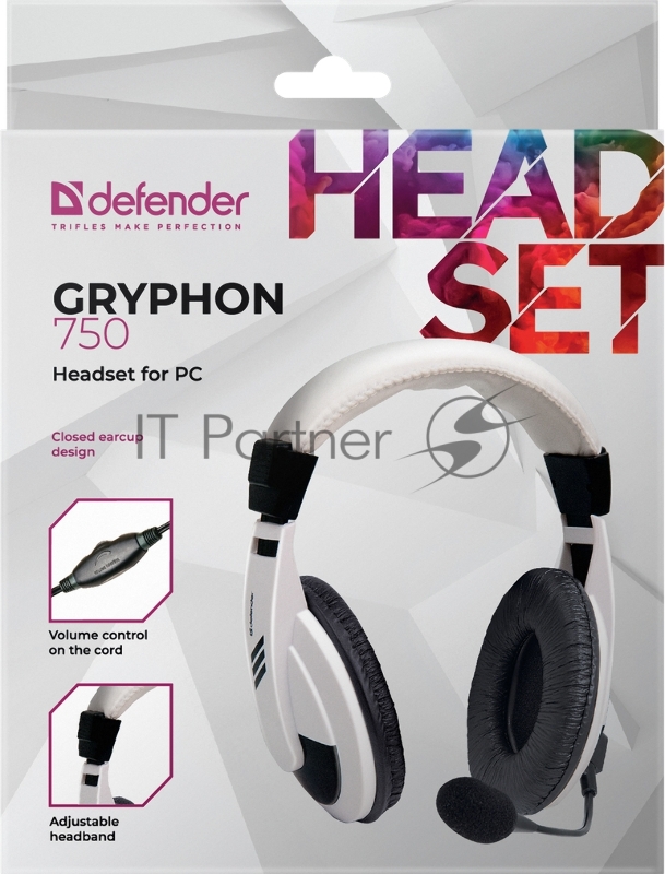 Наушники Defender Gryphon 750 белый, кабель 2 м 63747