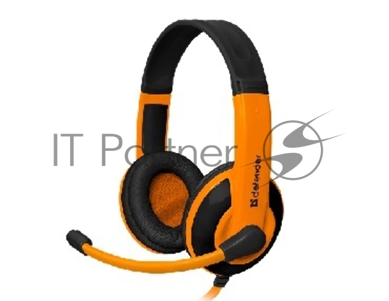 Наушники DEFENDER Warhead G-120 черный + оранжевый, кабель 2 м
