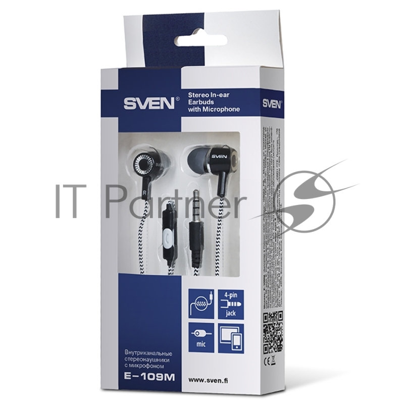 Наушники SVEN E-109M, чёрный-серый