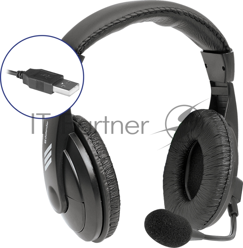 Гарнитура Defender Gryphon 750U USB, черный, 1.8м кабель