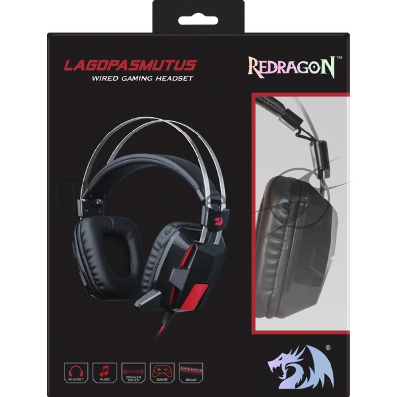 Гарнитура REDRAGON игровая Lagopasmutus 2 красный + черный, кабель 2 м.