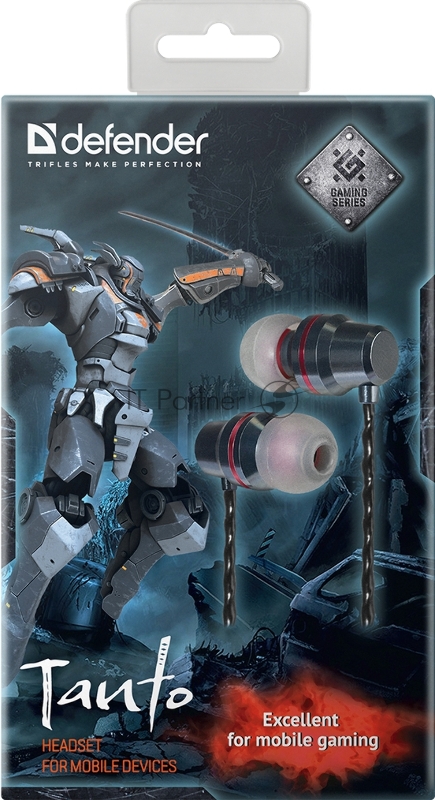 Гарнитура Defender Tanto черный+серый, кабель 1,2 м