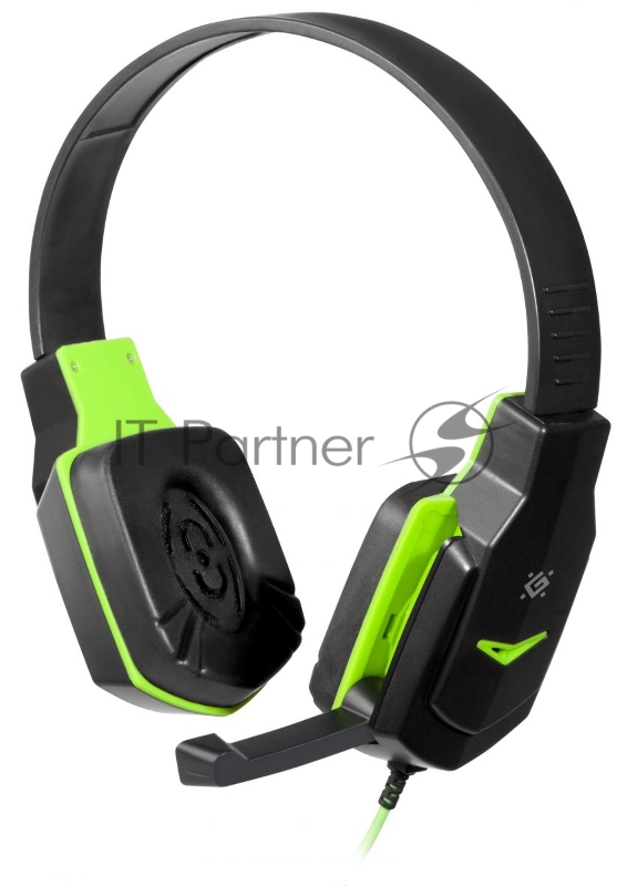 Гарнитура Defender Warhead G-320 черный+зеленый, кабель 1.8 м