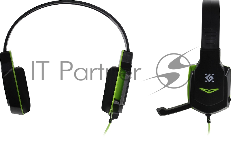 Гарнитура Defender Warhead G-320 черный+зеленый, кабель 1.8 м
