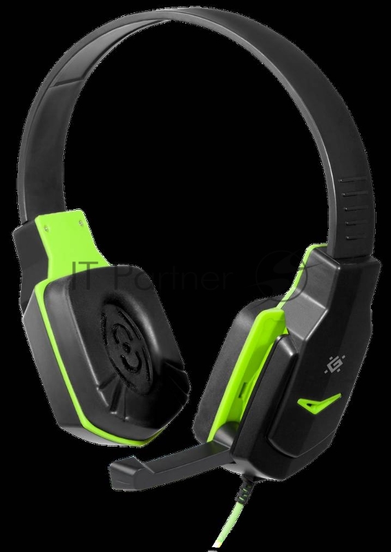 Гарнитура Defender Warhead G-320 черный+зеленый, кабель 1.8 м