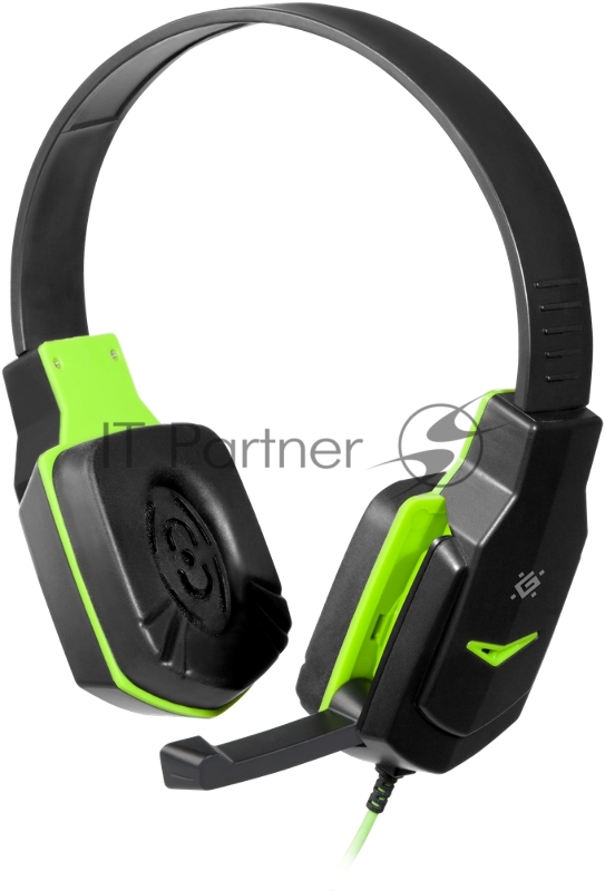 Гарнитура Defender Warhead G-320 черный+зеленый, кабель 1.8 м