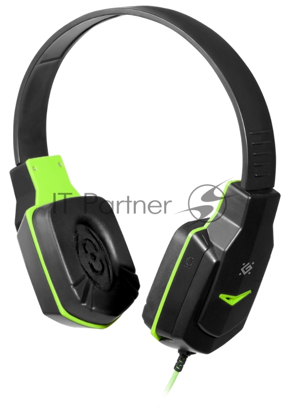Гарнитура Defender Warhead G-320 черный+зеленый, кабель 1.8 м