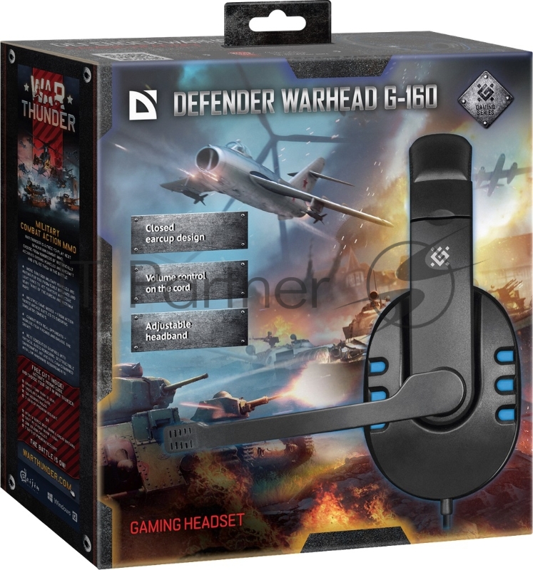 Гарнитура GAMING WARHEAD G-160 BLACK/BLUE 64118 DEFENDER