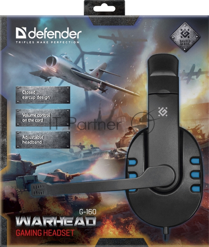Гарнитура GAMING WARHEAD G-160 BLACK/BLUE 64118 DEFENDER