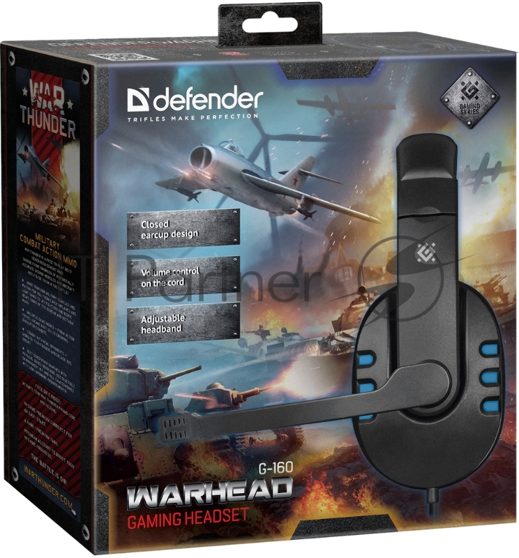 Гарнитура GAMING WARHEAD G-160 BLACK/BLUE 64118 DEFENDER