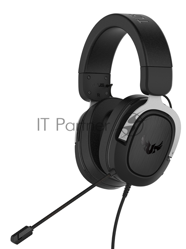 ASUS TUF Gaming H3 Игровые наушники чёрно-серебристые (7.1 виртуально, 50мм, неодимовые магниты, 32 Ом, 20~20000 Гц, микрофон, USB, PC, Mac, PS4, Nintendo Switch, Xbox One, 90YH025S-B1UA00)