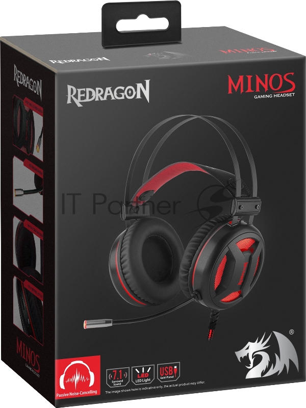 Гарнитура GAMING MINOS RED/BLACK REDRAGON 78368 DEFENDER