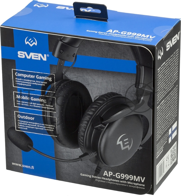 Игровые наушники SVEN AP-G999MV с микрофоном серый (50 мм, мини-джек (стерео) O 3,5 мм (4 pin))