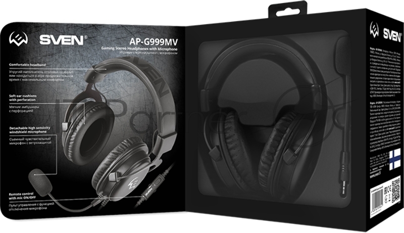 Игровые наушники SVEN AP-G999MV с микрофоном серый (50 мм, мини-джек (стерео) O 3,5 мм (4 pin))