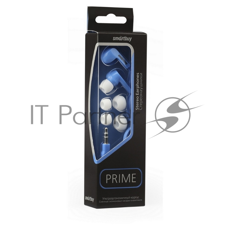 Внутриканальные наушники Smartbuy PRIME, динамики 10мм, плоский кабель, синие, 3 пары вставок (SBE-140)