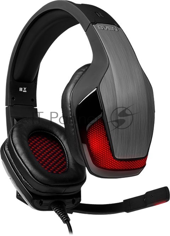 Игровые стереонаушники SVEN AP-U995MV с микрофоном черный-красный (USB, LED, 7.1, 50 мм)