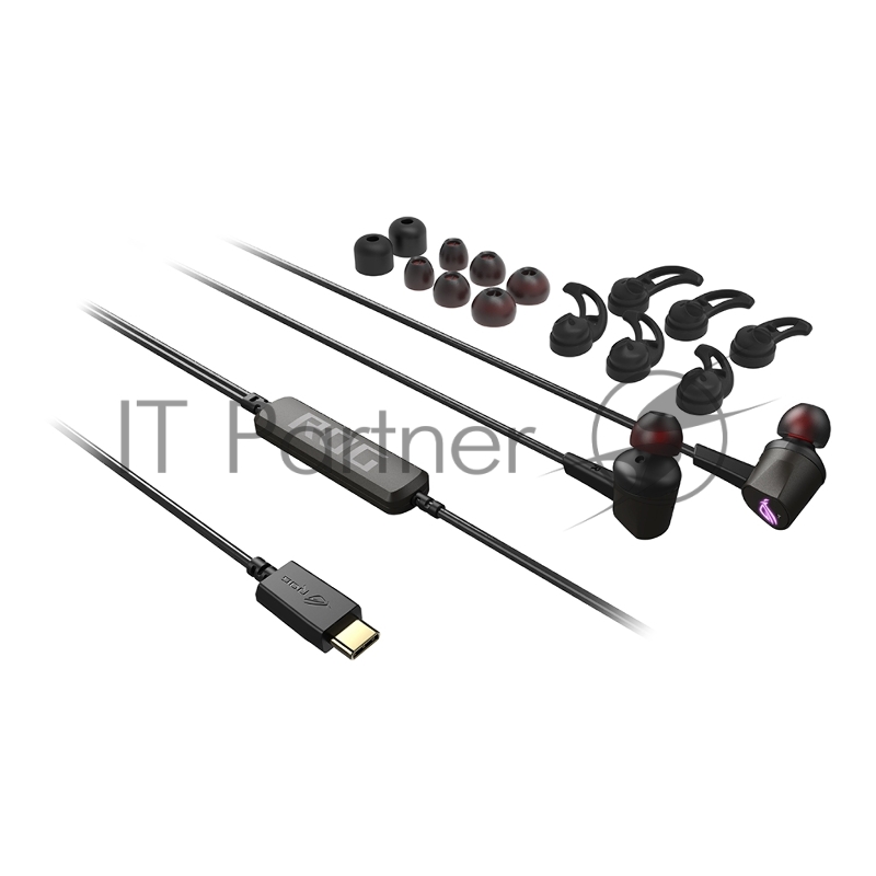 Игровые наушники чёрные ASUS ROG Cetra II (вкладыши, USB-C, RGB подсветка, ПУ, чехол, 90YH02S0-B2UA00)