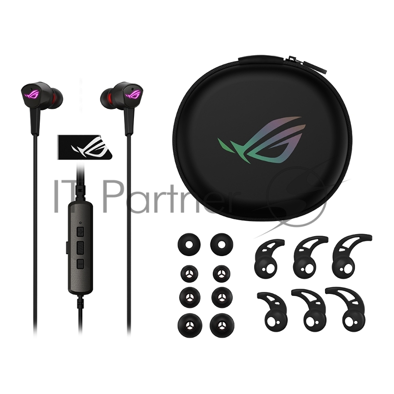 Игровые наушники чёрные ASUS ROG Cetra II (вкладыши, USB-C, RGB подсветка, ПУ, чехол, 90YH02S0-B2UA00)