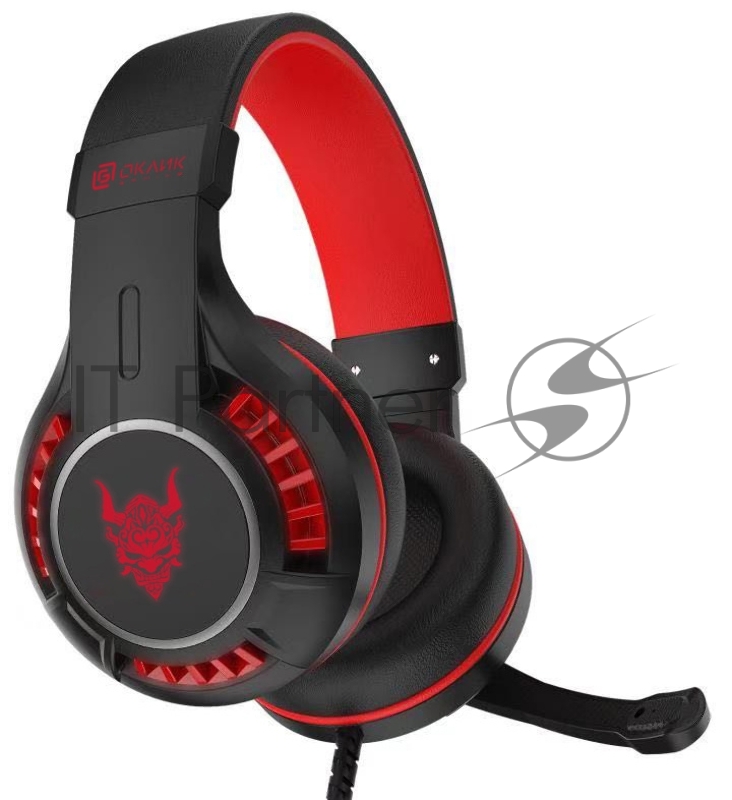 Наушники с микрофоном Oklick/Оклик HS-L610G черный/красный 2.2м мониторные USB оголовье (GH-MD10)