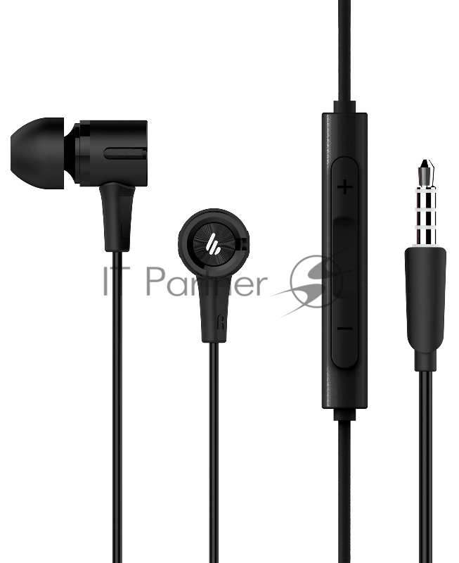 Гарнитура вкладыши Edifier P205 1.2м черный проводные в ушной раковине