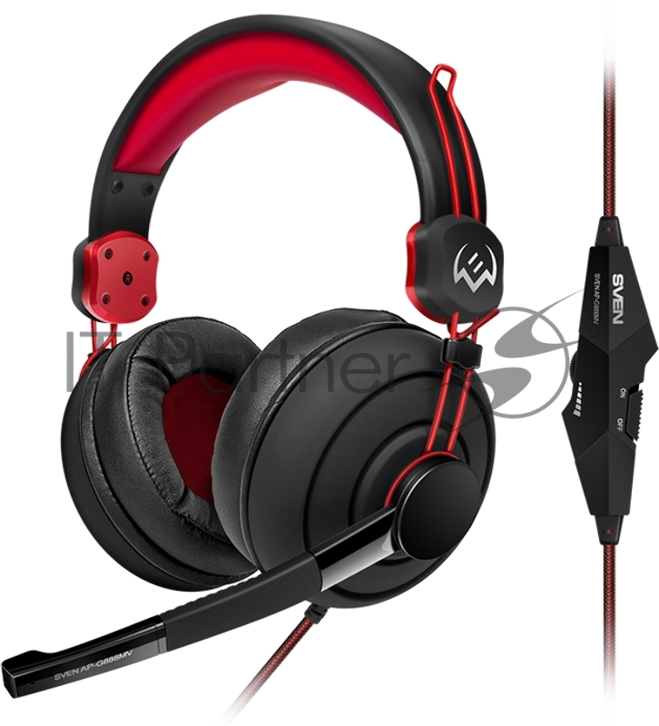 Наушники с микрофоном Sven AP-G888MV черный/красный 1.2м мониторные оголовье (SV-013585)