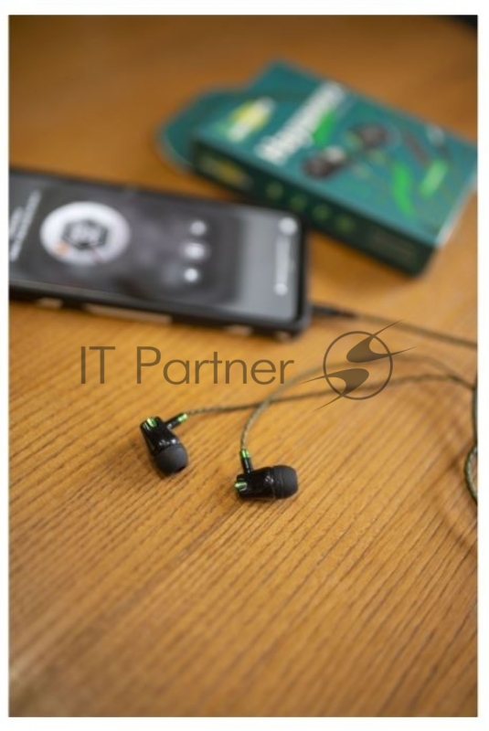 Наушники вакуумные AUX разъём с МК без рег.громкости длина 1.1м More Choice G26 (Green)