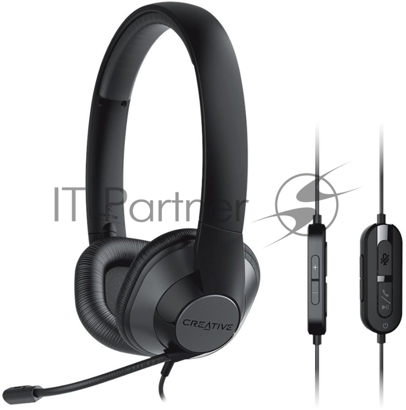 Наушники с микрофоном Creative HS-720 V2 черный 2м накладные USB оголовье (51EF0960AA000)