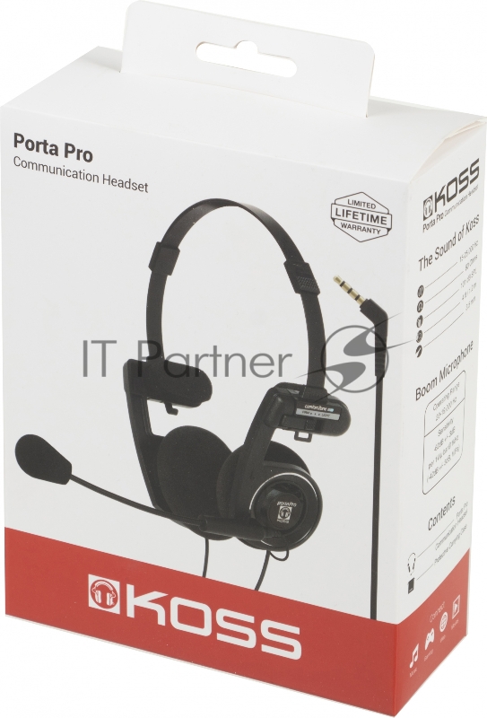 Наушники с микрофоном Koss Porta Pro Communication Headset черный матовый 1.2м накладные оголовье (80001740)