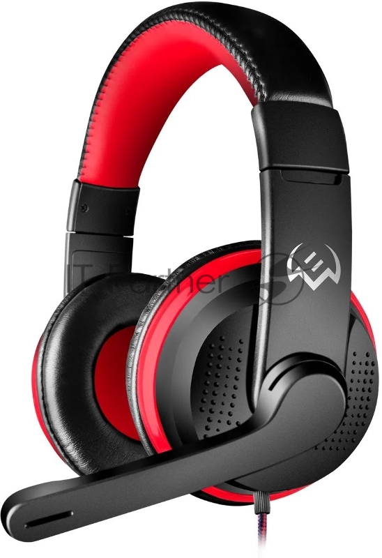 Наушники с микрофоном Sven AP-G112MV черный/красный 1.8м накладные оголовье