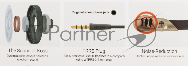 Наушники с микрофоном Koss CS100i серебристый 2.5м накладные оголовье (80001739)