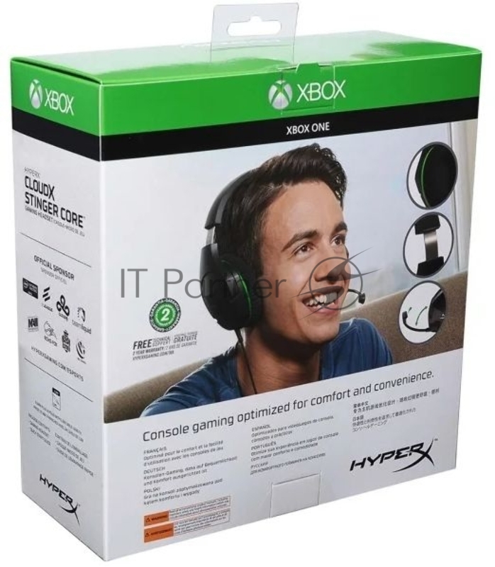 Проводная гарнитура HyperX CloudX Stinger Core черный/зеленый для: Xbox Series/One (4P5J9AA)
