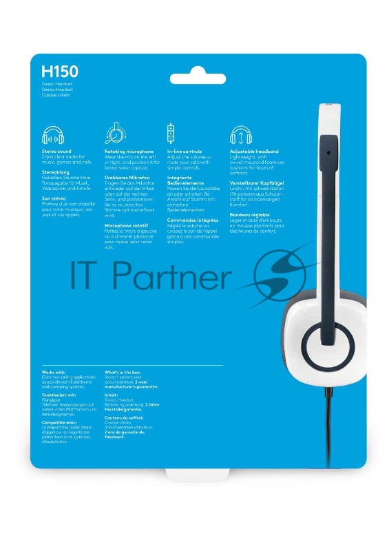 Наушники с микрофоном Logitech H150 белый накладные оголовье (981-000350)