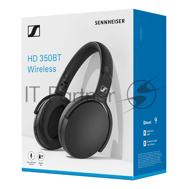 Наушники беспроводные Sennheiser Bluetooth 5.0, накладные складные закрытые 18-22000Гц, 108дБ, микрофон, до 30 часов работы, аудиокедеки: SBC, AAC, AptX™, AptX™ Low Latency, 508384