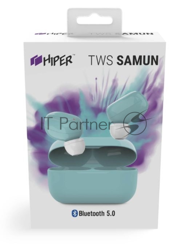 Наушники Hiper TWS SAMUN Blue Bluetooth 5.0 гарнитура Li-Pol 2x40mAh+300mAh, голубой