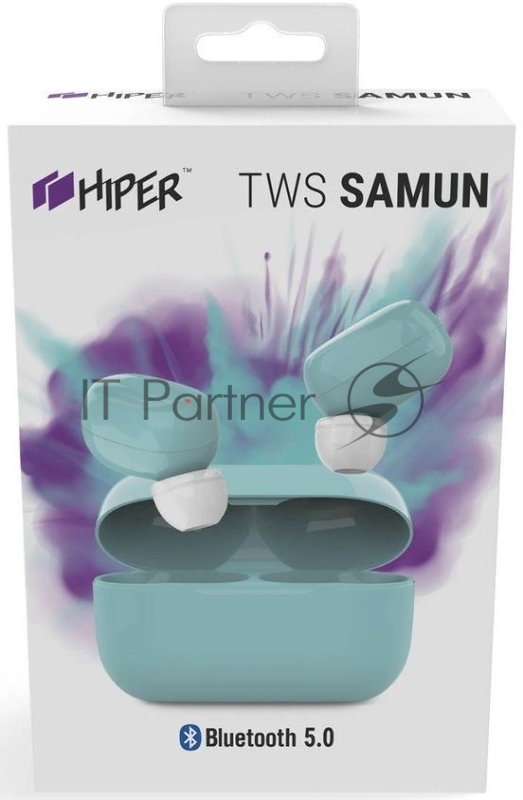 Наушники Hiper TWS SAMUN Blue Bluetooth 5.0 гарнитура Li-Pol 2x40mAh+300mAh, голубой