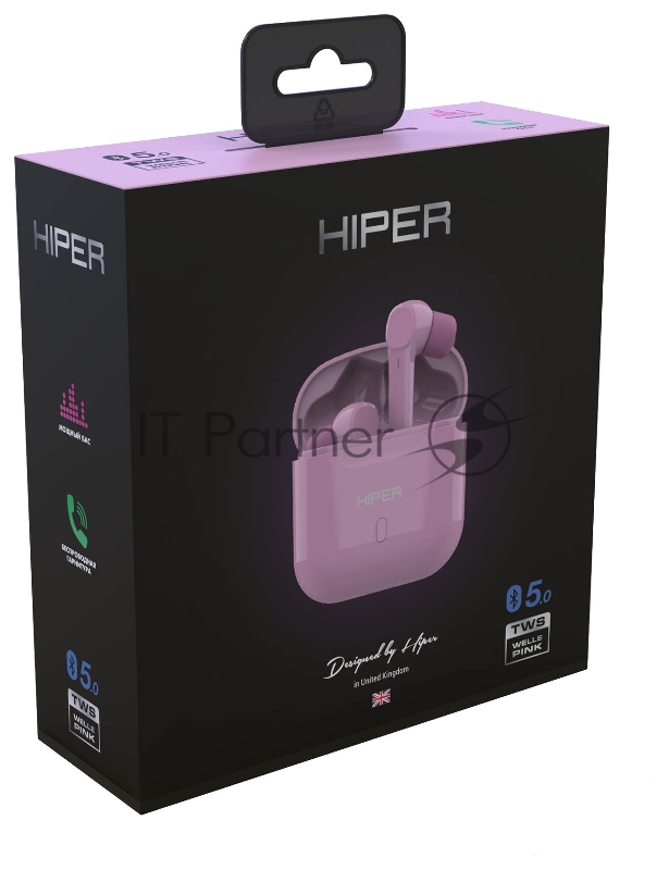 Гарнитура вкладыши Hiper HTW-KTX6 розовый беспроводные bluetooth в ушной раковине (TWS WELLE PINK)