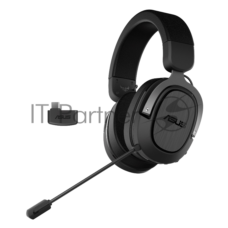 Игровые наушники чёрно-серые ASUS TUF Gaming H3 WL (2.4 ГГц, 7.1 виртуально, 50мм, неодимовые магниты, 32 Ом, 20~20000 Гц, микрофон, USB-C, PC, Mac, PS4, Nintendo Switch, Xbox One, 90YH02ZG-B3UA00)