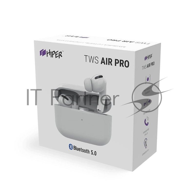 Беспроводные наушники HIPER TWS AIR PRO Bluetooth 5.0 гарнитура Li-Pol 2x30mAh+300mAh, Белый