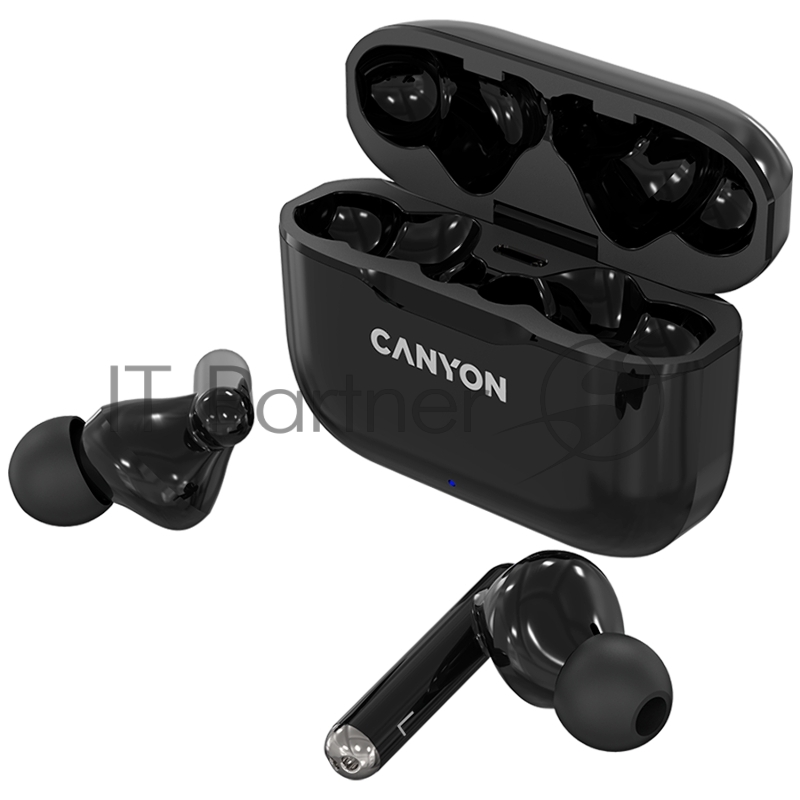 Наушники Canyon TWS-3 Bluetooth headset, with microphone, BT V5.0, Bluetrum AB5376A2, battery EarBud 40mAh*2+Charging Case 300mAh, cable length 0.3m, 62*22*46mm, 0.046kg, Black
