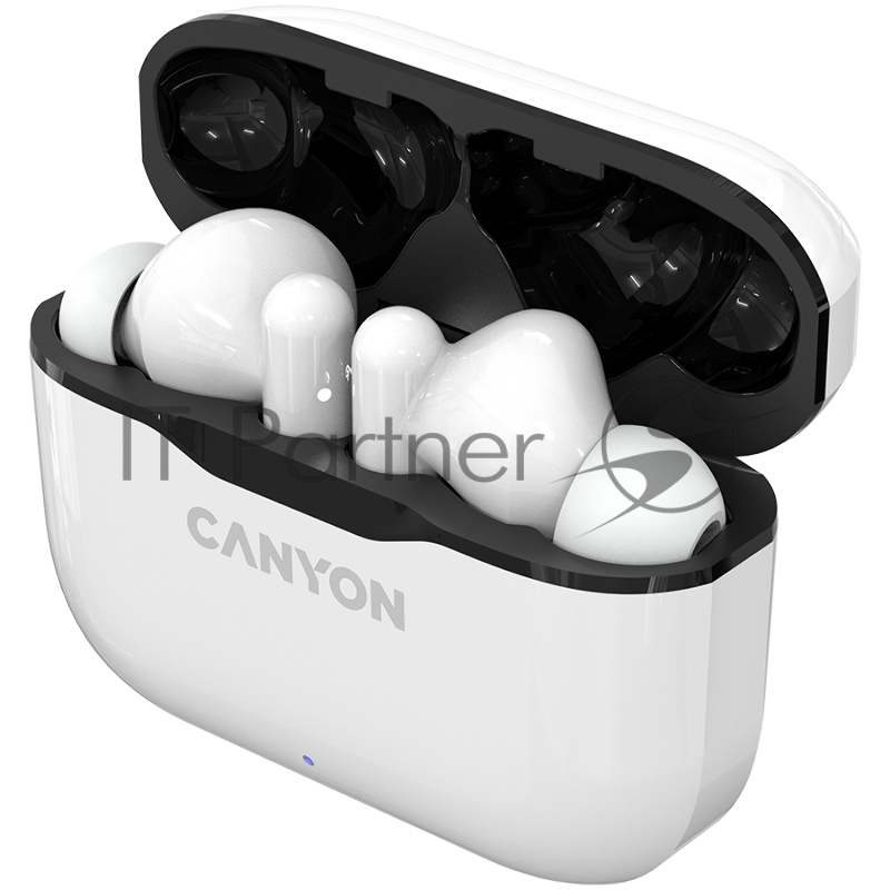 Наушники Canyon TWS-3 Bluetooth headset, with microphone, BT V5.0, Bluetrum AB5376A2, battery EarBud 40mAh*2+Charging Case 300mAh, cable length 0.3m, 62*22*46mm, 0.046kg, White