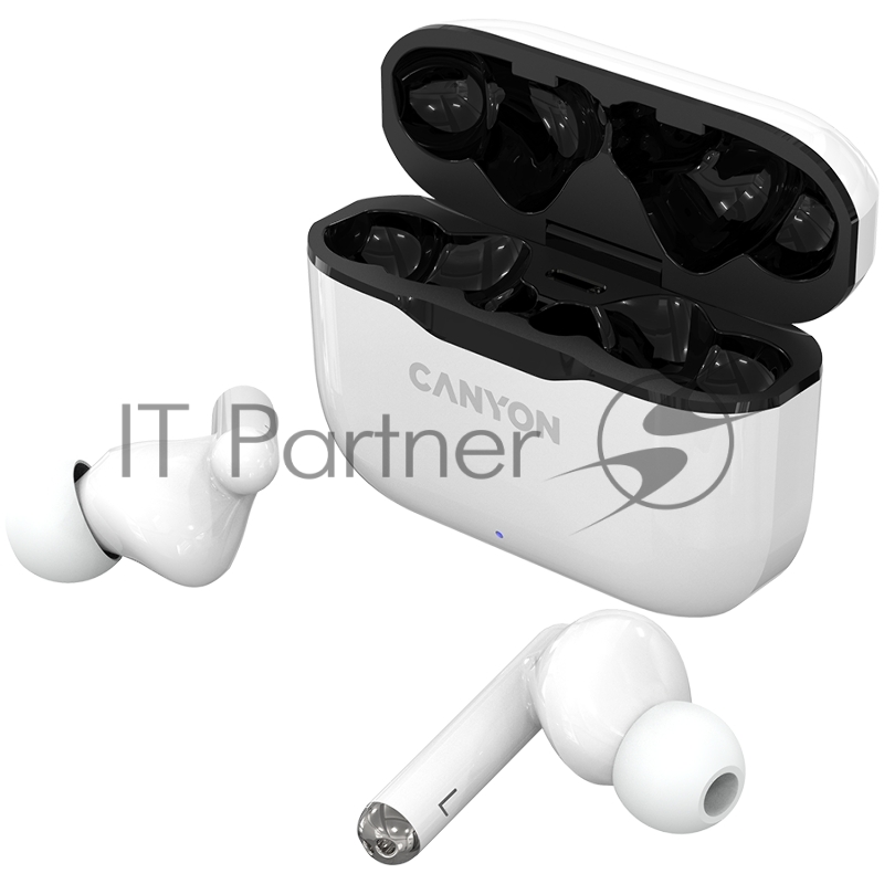 Наушники Canyon TWS-3 Bluetooth headset, with microphone, BT V5.0, Bluetrum AB5376A2, battery EarBud 40mAh*2+Charging Case 300mAh, cable length 0.3m, 62*22*46mm, 0.046kg, White