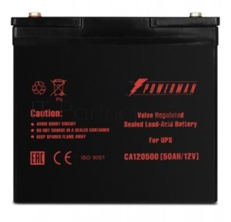Батарея POWERMAN Battery CA12500, напряжение 12В, емкость 50Ач, макс. ток разряда 500А, макс. ток заряда 15А, свинцово-кислотная типа AGM, тип клемм M1, Д/Ш/В В229/138/208, 16.2 кг. Battery POWERMAN Battery CA12500, voltage 12V, capacity 50Ah, max. d