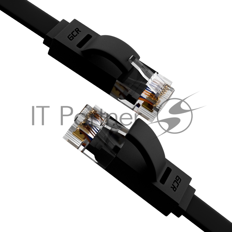 Патч-корд Greenconnect PROF плоский прямой 10.0m, UTP медь кат.6, черный, позолоченные контакты, 30 AWG, GCR-LNC616-10.0m, ethernet high speed 10 Гбит/с, RJ45, T568B